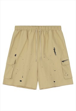 Pant splatter cargo shorts premium utility pants in cream
