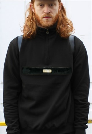 1/4 ZIP VELCRO SWEATER (FUR VELVET STRIP)
