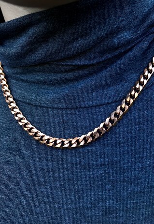 ROSE GOLD 7MM THICK CURB CHAIN NECKLACE