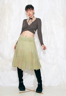 Vintage Y2K Reworked Frilly Skirt in Overdyed Green