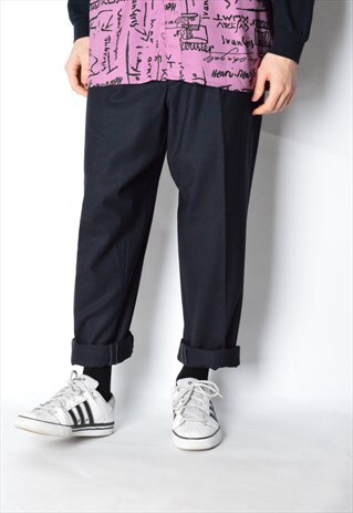 VINTAGE 80S NAVY BLUE VIRGIN WOOL PANTS