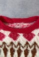 VINTAGE KNITTED JUMPER ABSTRACT PATTERNED FLUFFY KNIT