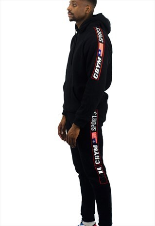 FULL RINGSIDE SPORTS TRACKSUIT/BLACK WITH TAPER TO THE SIDE