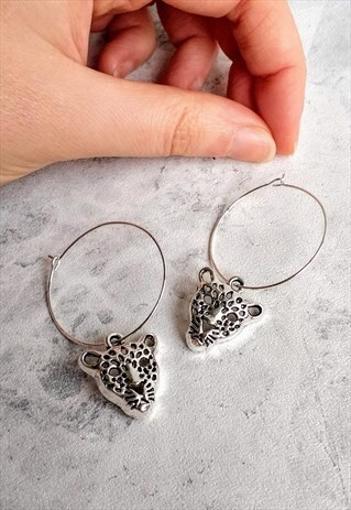 LEOPARD HEAD HOOP EARRINGS