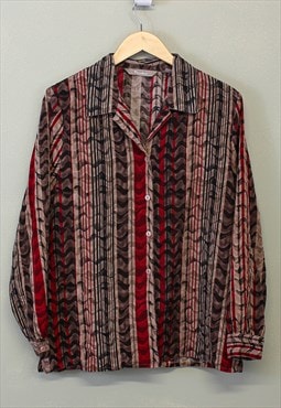Vintage Pattern Shirt Lightweight Multicolour Button Up 90s