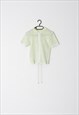 VINTAGE 90S PASTEL GREEN CROCHET HOODED SHORT SLEEVE TOP