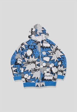 Rare Vintage 00s Stussy All-Over-Print Graphic Hoodie