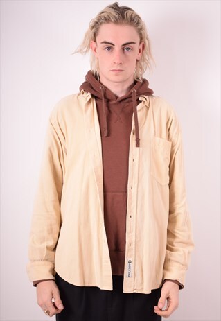 AVIREX MENS VINTAGE CORDUROY SHIRT LARGE BEIGE 90S