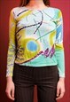  Vintage Y2K Mesh Long Sleeve Top