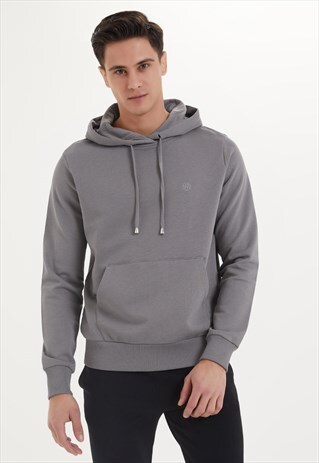 ESSENTIALS ORGANIC COTTON HOODIE IN CHARCOAL GREY