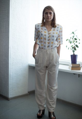 VINTAGE 90'S CREAMS HIGH WAISTED STRAIGHT TROUSERS