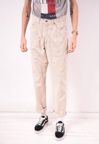 FILA MENS VINTAGE TROUSERS W29 L30 BEIGE 90S