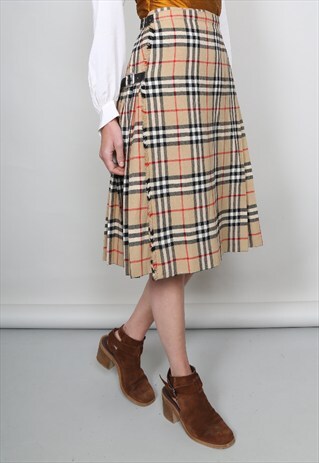 VINTAGE 90'S BURBERRY PLEATED WRAP SKIRT
