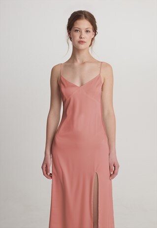 SATIN SLIP MIDI PROM COCKTAIL EVENING DRESS