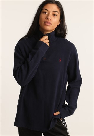 VINTAGE RALPH LAUREN EMBROIDERED LOGO 1/4 ZIP SWEATSHIRT