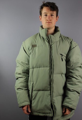 VINTAGE FILA DOWN JACKET IN BLUISH GREY RUBBER PATCH LOGO