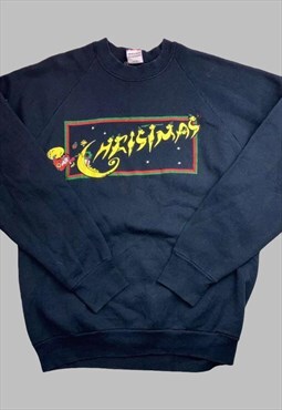 vintage christmas 80s winter j umper sweatshirt 1980