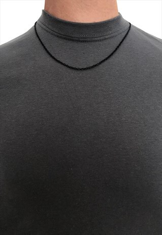 2 PACK ESSENTIAL 18" NECKLACE CHAIN - CHARCOAL GREY BLACK