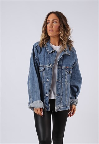 DENIM JACKET OVERSIZED FITTED VINTAGE MUSTANG UK 16 (B94C)