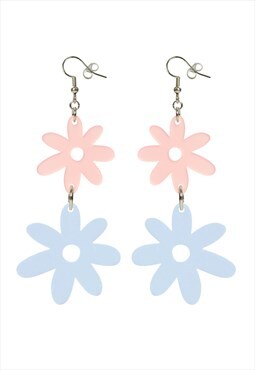 Flower power double drop hook earrings in daydream