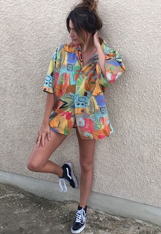 PATTERNED OVERSIZED RETRO VINTAGE UNISEX FESTIVAL SHIRT