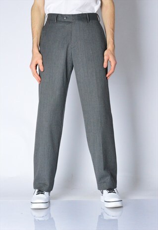 VINTAGE 90S GREY MINIMALIST WOOL BLEND PANTS