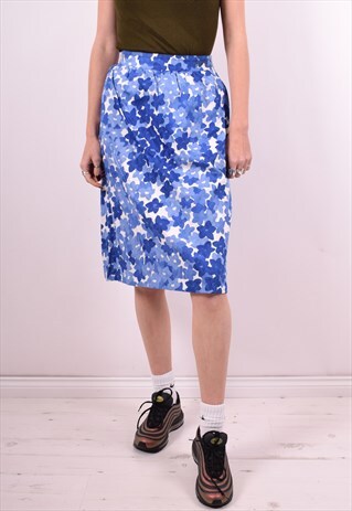 YVES SAINT LAURENT WOMENS VINTAGE SKIRT W24 BLUE 90'S