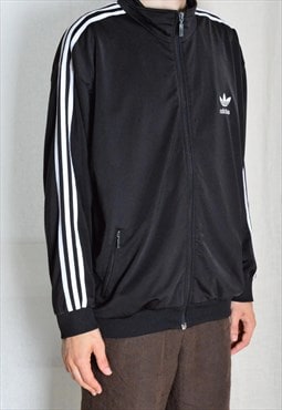 Vintage 90s Black White Striped Minimal Adidas Track Jacket