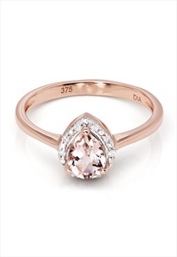 Pear morganite & diamond ring 