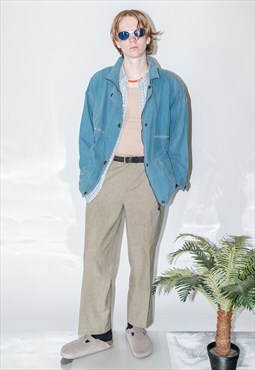 90's Vintage cool retro zip up jacket in iceberg blue