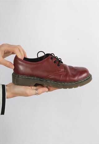 VINTAGE DR MARTENS LOW BOOTS OX BLOOD RED UK 2