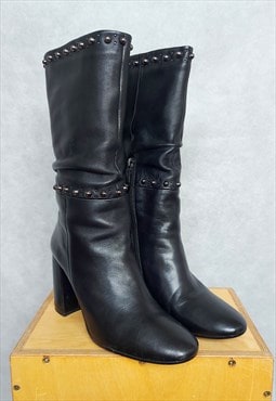 Black leather mid calf leather boots Bruno Premi, 38 size