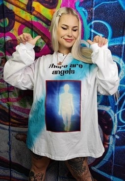 Angel print jumper gradient top tie-dye sweatshirt in white