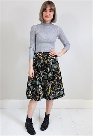 VINTAGE 90'S ABSTRACT PRINT CORD SKIRT