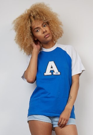VINTAGE 90'S ADIDAS BLUE/WHITE RAGLAN T-SHIRT