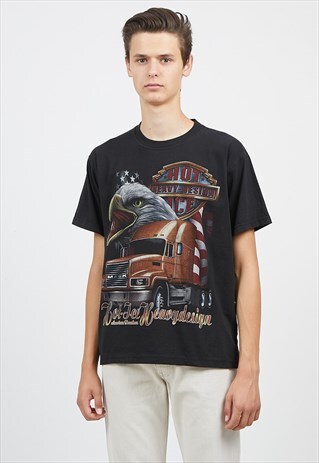90S VINTAGE BLACK PIERRE LAMOUR LOGO CREW NECK T-SHIRT