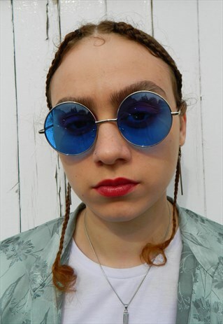 BLUE ELECTRIC SMALL ROUND SUNGLASSES