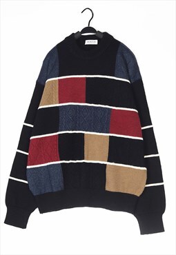 Black Patterned wool knitwear jumper knit 