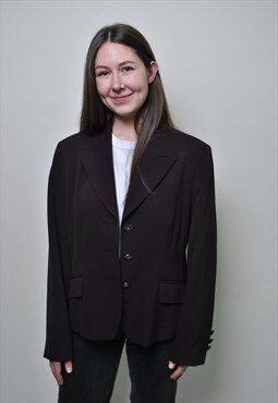 Oversized wool jacket, formal suit fitted blazer - LARGE 