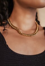 Gold Plated statement Curb Chain waterproof necklace 