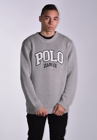 1990S RALPH LAUREN POLO JEANS SPELLOUT KNIT JUMPER