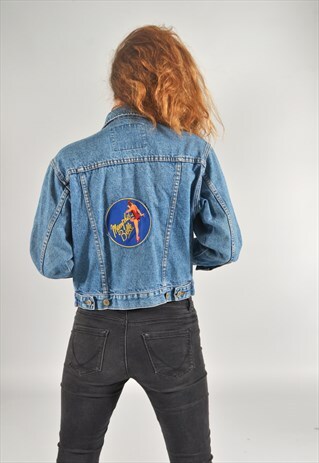"MEMPHIS BELLE" CROPPED MID BLUE DENIM JACKET