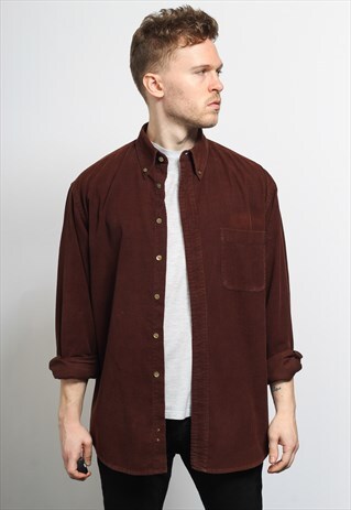 VINTAGE CORDUROY CORD SHIRT BROWN