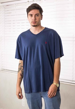 VINTAGE POLO RALPH LAUREN T-SHIRT LOGO 90S XXL 7.8