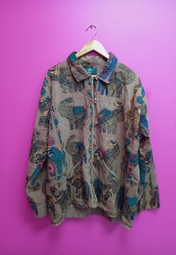 80s Vintage Orvis Shirt Jacket Brown Elephant Boho