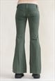 VINTAGE Y2K RAVE LOW WAIST GREEN FLARE TROUSERS XXS/XS