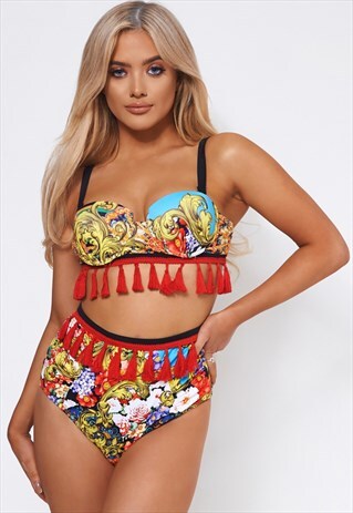 LIMITED EDITION SCARF PRINT TASSEL BIKINI