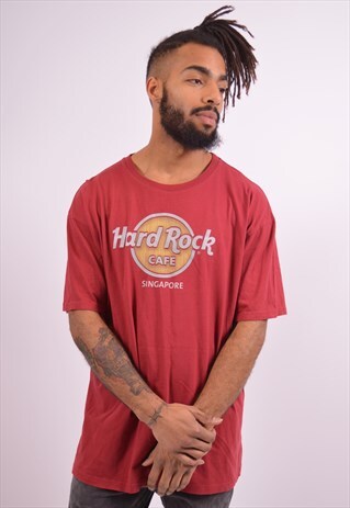 HARD ROCK CAFE MENS VINTAGE SINGAPORE T-SHIRT TOP XL MAROON
