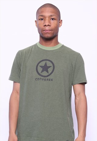 VINTAGE CONVERSE BIG LOGO STRIPED T-SHIRT GREEN