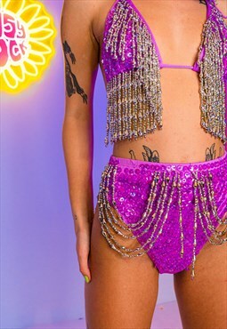Lilac Festival Set Sequin Beaded Rave Ibiza